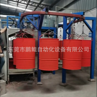 惠州工厂油桶涂装喷粉设备 吊挂粉末喷烤线 开口铁桶静电喷塑线