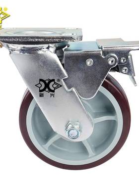 脚重型6寸塑芯PVC轮YSWA刹车工业脚轮B平板车静音轮万向轮
