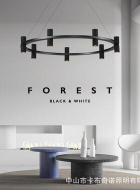 简全铜客极厅吊灯高现代简厅约设54291计感端黑洞石圆环餐卧室大