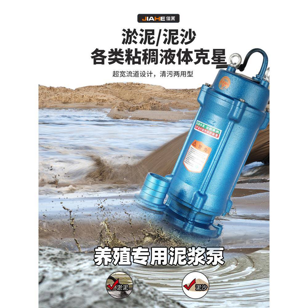 泥泵化粪池清淤水泵粪抽塘泥泵无堵塞潜水泵沼气池污浆抽渣水2无