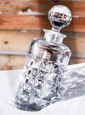 意大C利进口RR傲FHC柏方酒樽式刻花水樽晶玻璃威士欧忌酒酒瓶酒壶