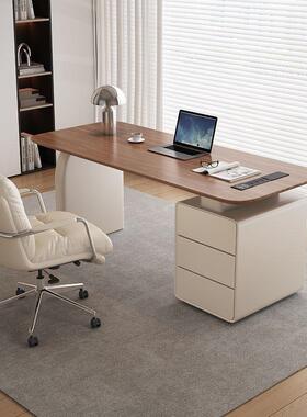 奶油实13227木书桌家用书极代轻奢现办公桌简简约写字台房电脑桌