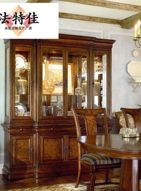 美式古复做别旧四门酒柜墅奢华玻璃下65520组合碗碟红上酒柜高端