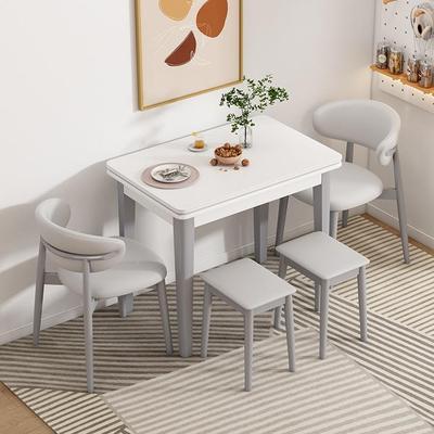 实椅木岩14614板折叠餐桌合伸缩餐桌椅易小户简型组家用吃饭桌子