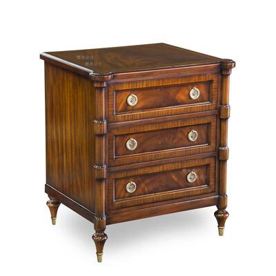 英新古典实床木式雕花床卧室48005头柜欧式宫廷烤漆储物边柜样板