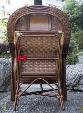 真藤单人护椅腰藤椅子老板椅家用老人阳台休闲高靠背电MPI脑藤编