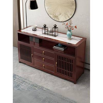 ASAU1L新式中轻奢两门餐边柜实木玄关0客厅复古双层储茶水柜靠墙