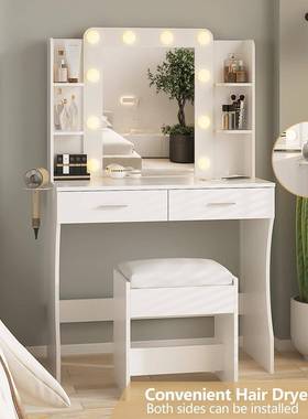 梳妆台卧现代简约小户室型化妆带镜台收子71474化妆桌纳储物柜一