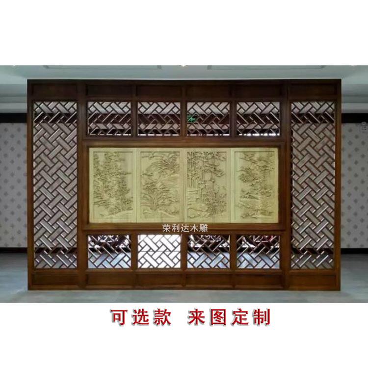 新中式玄实木半透明古纱画花屏风客厅仿镂空格隔断餐厅A111-8入户