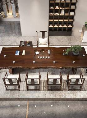 新厅整中大式实木茶桌全套板桌家用客61353泡茶桌椅组合办公会客