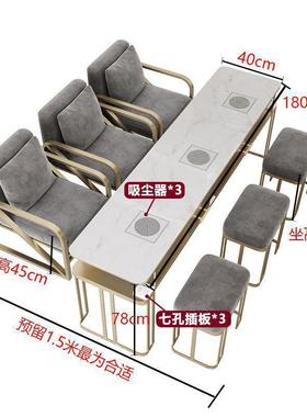 美甲桌大理轻奢单美桌椅套装双三石人吸尘器美甲台FWJ甲美甲店桌