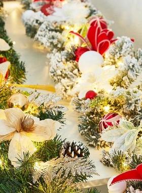 圣诞节装饰加密藤条酒门店场橱50235窗楼商场景布置植绒积雪梯藤