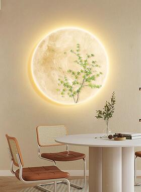 月球玄关LQL装饰画奶油头风植走廊过道壁壁灯餐厅挂画卧室床画绿