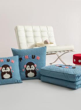 新款卡通针织层纱豆抱枕被音乐企双鹅豆办室折叠DAQ小被子便携舒