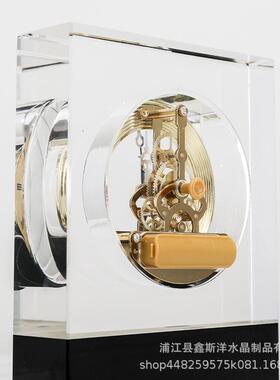客轻透奢创意明钟表水晶摆件民宿前台售厅HUM卧室样板房楼部工艺