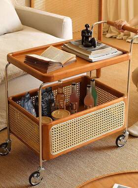 实可移动边物几收中古小推纳车客厅沙发储物置木架藤85790编简约