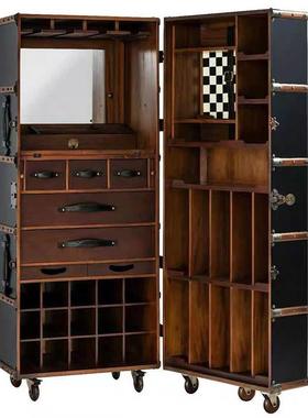 意大利轻HX251030奢实酒柜设动计木师款储红物柜家用复古怀旧风落