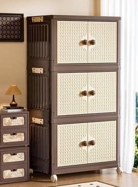 ?储柜子折叠纳箱双开门家用衣物收物柜62670理整中古风复古多层置