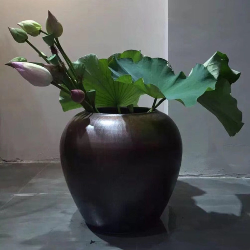 新中式陶瓷花瓶落地大号陶罐插花器皿酒店别墅餐厅艺术摆件坛子缸