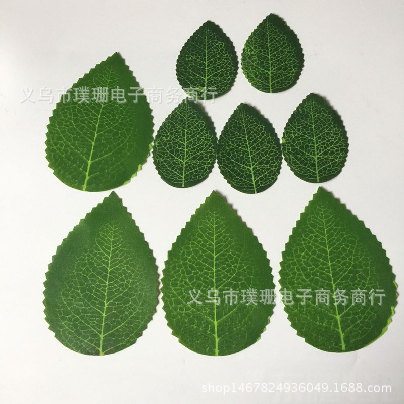丝印绿色仿真玫瑰叶配饰