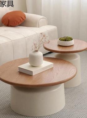 小户型简约网红铁艺圆厅形马尼民55643茶宿茶几奶油风公寓几客提