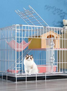 室猫笼内家自由空间二层厕所一体可用折叠68119式带猫咪窝全景宠