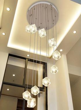 旋转复式14365楼梯吊灯简长灯现代约别跃层loft公寓中空客厅大墅