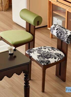 米澳拉烘焙河马椅饮法式实木餐椅古风桌椅椅子PSH靠背椅餐餐子复