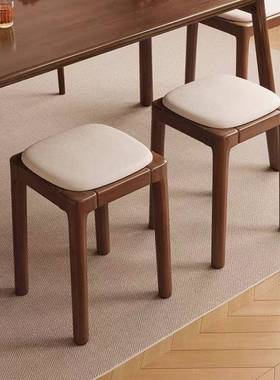 软包实木子凳小凳家用梳妆凳卧室方56134板圆凳椅可叠放板凳餐凳