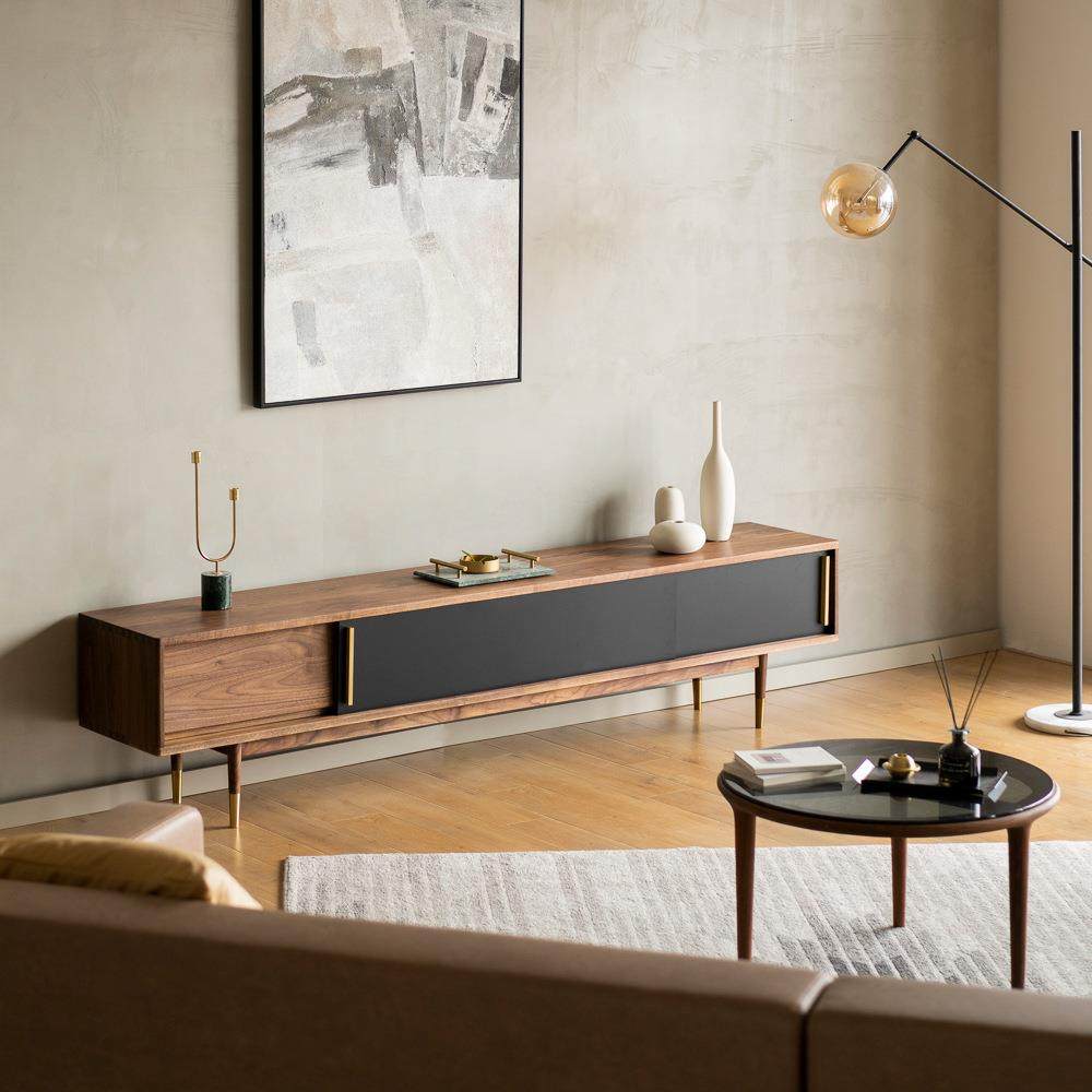 樱长/全实木现代约橡木桃木黑胡桃木轻奢禾电视柜1.8米简客94238