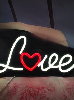 新款爱心LVE霓虹灯ledneonsign型IlJIAoveOy造氛ou字母装饰围灯