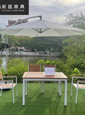 户外台庭休闲组餐桌院别墅花园带遮阳伞桌椅合HYN室外露花园简约