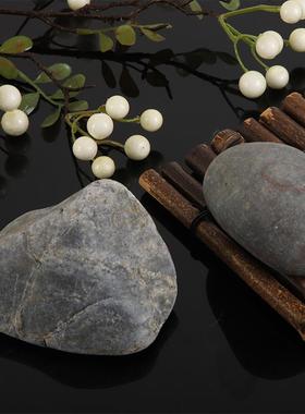 色鹅卵石做头饼专用的石子鹅软石高温木石桶耐鱼黑烧烤GUR烤肉砾