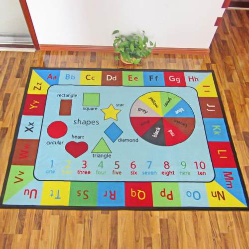 益智教儿童地毯字英物文卧室十ZPZ二生肖数动椭圆地垫早可机洗