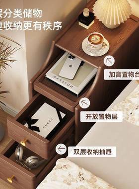 木床头柜极小窄型迷你卧室窄床边柜超夹缝收纳简约85183现代实置