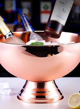 加厚不锈钢香槟盆冰治桶酒吧块冰粒酒冰镇冰酒啤酒红85637冰冰的
