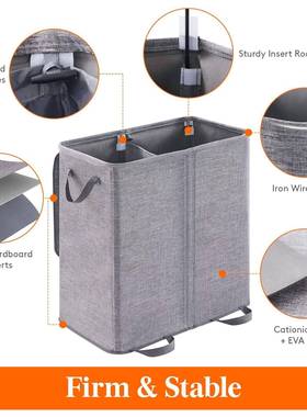 新款双层分24315隔洗衣篮带脏可拆洗盖衣收纳袋衣篮收纳卸包