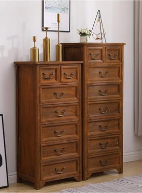 美式实木斗柜收纳柜多层厅柜五斗柜客靠墙抽69147屉式储物柜古卧