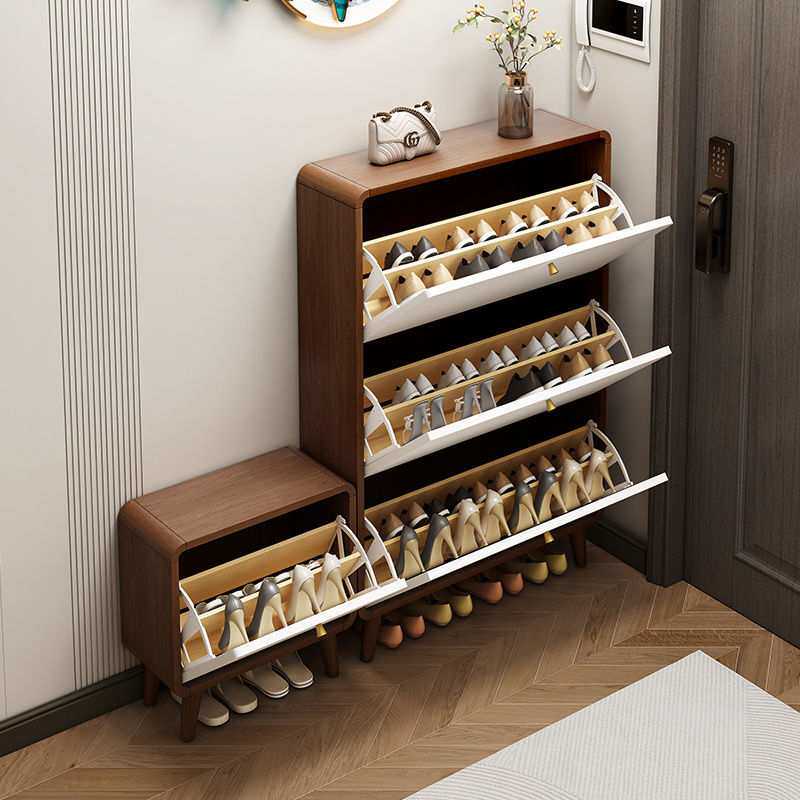 实木北欧超薄翻斗鞋柜家用门口入户收纳玄关简约大容量现代鞋架