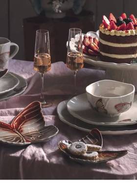 圣莫艺术陶瓷餐BBE具蛋糕盘蝶美式餐厅蝴葡Bordallo牙Pinh萄eiro