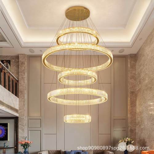 水公晶灯客吊具复式楼大吊灯别墅楼中楼挑空厅灯loft寓楼92636梯