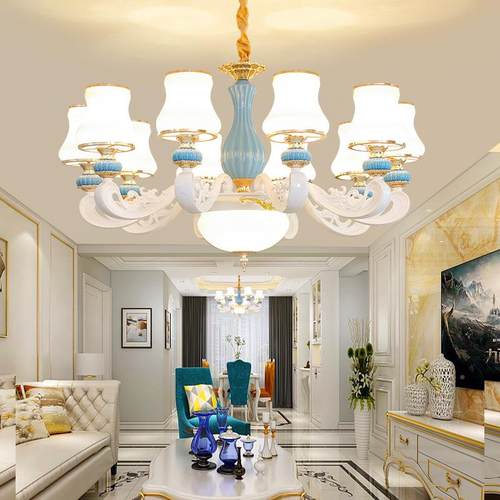 陶欧吊式吊灯客厅灯现代家用新款别墅餐厅大厅灯卧室灯100简约瓷