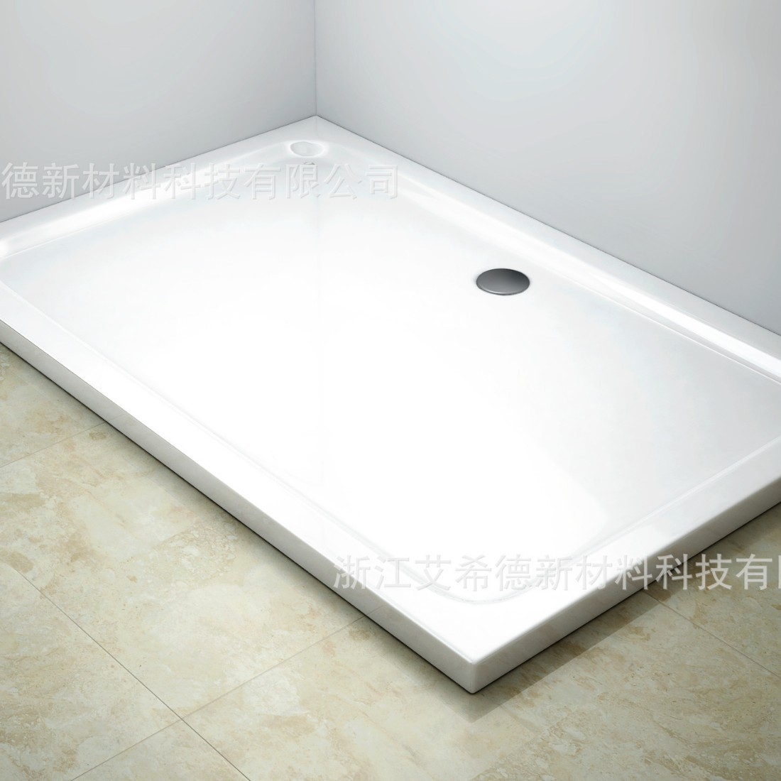 跨境高品质石头盆底盆扇形方形L型白色黑色淋浴房底座5cm底盆