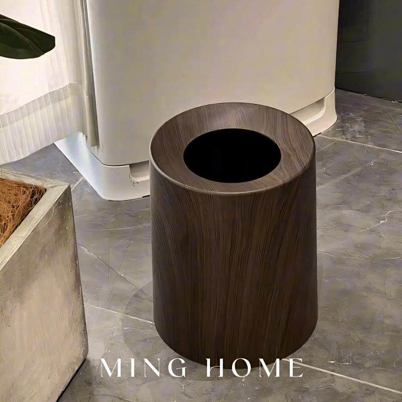 木SD852236纹家用垃圾桶高颜值中古风客厅厨房卫生间所轻厕奢大号