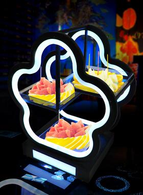 酒吧LED发光果盘创意圆形梅三层小吃盘夜店款音KWZ-GP05TV新花电