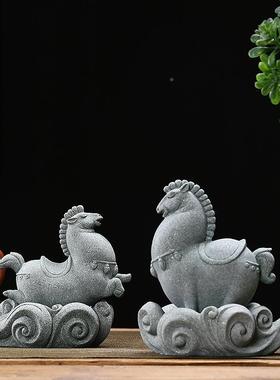 青砂石到中式马成功办精品马摆件茶居家公室水族造景DSWC-202鱼缸