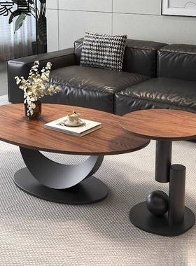 极简客厅茶圆桌组合圆形茶几家用BIK轻奢小简约椭小户型沙几发边