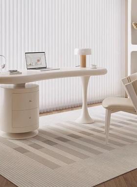 奶油异风书桌轻奢现式代家用小户型简约法办形公195桌写字台电脑