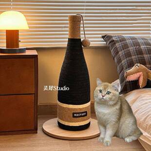 S6Y麻绳LKP抓板新款酒瓶抓柱耐磨不掉咪立式猫磨爪爪猫具一体玩解