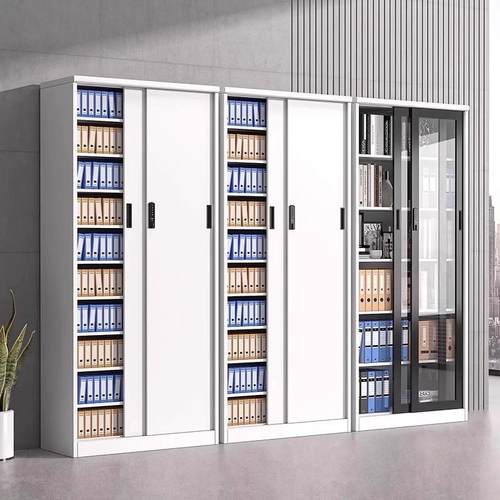 办公示室移门密码锁档文件柜资料展案凭证柜钢制SHW璃家用储物玻